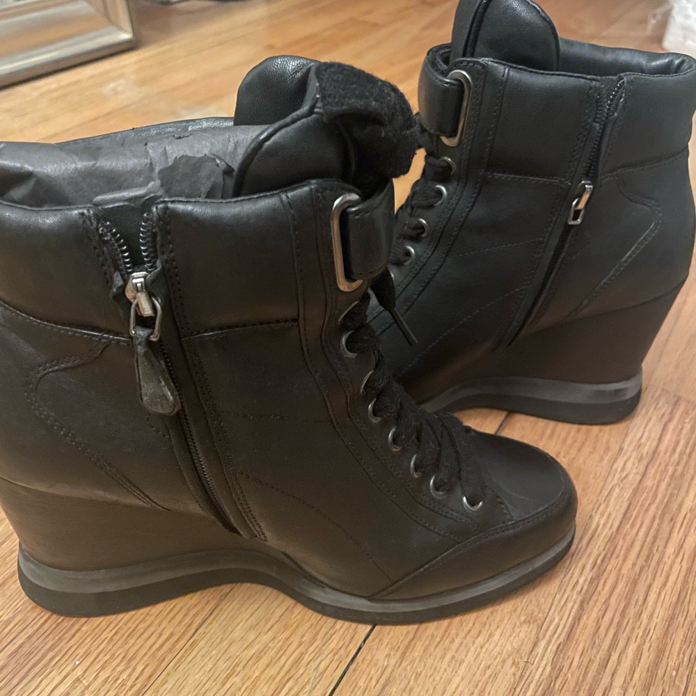 Prada Nappa Aviator Wedged Booties - Picture 6 of 6